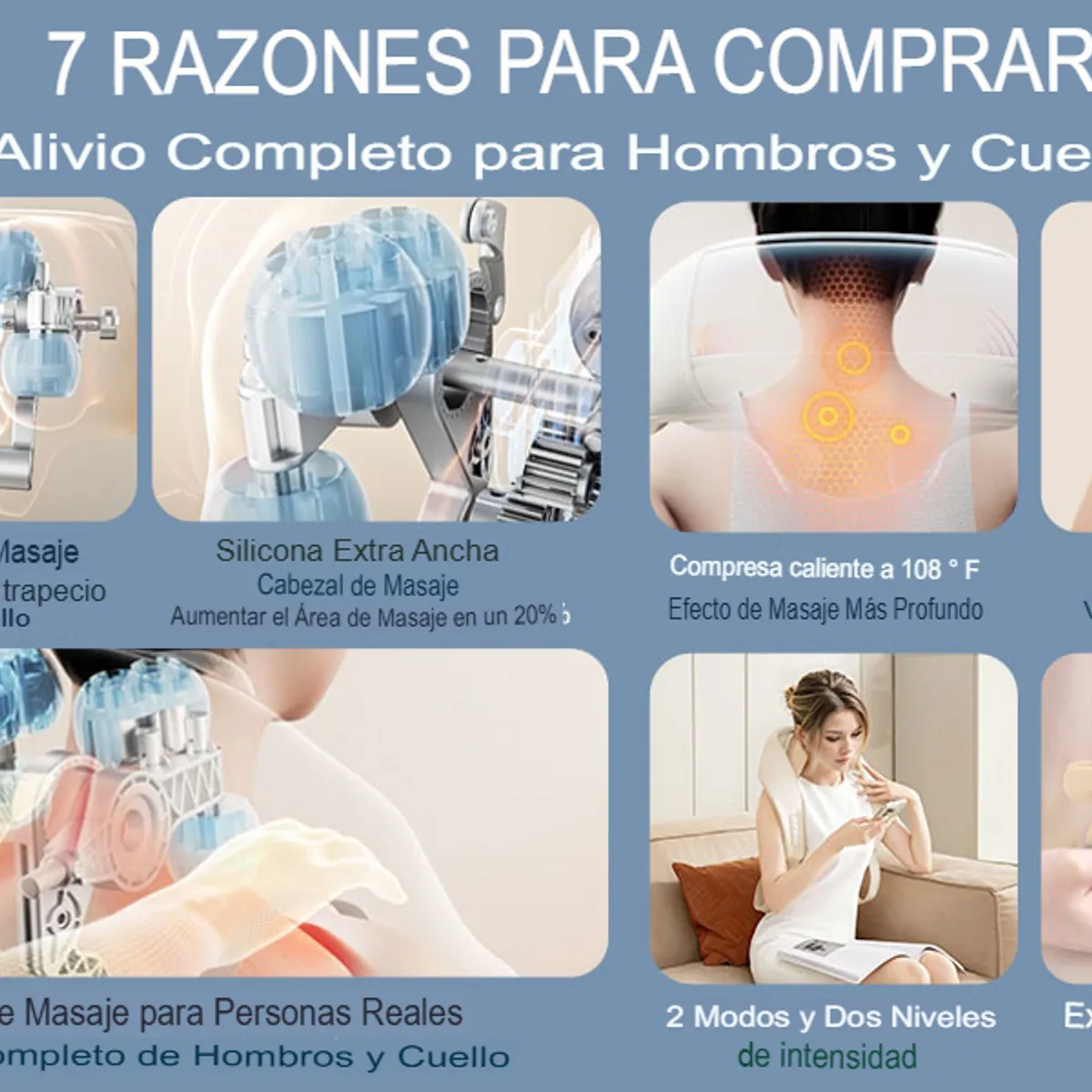 GENERICO - MASAJEADOR CERVICAL PREMIUM DE CUELLO HOMBROS ESPALDA INFRA ROJO