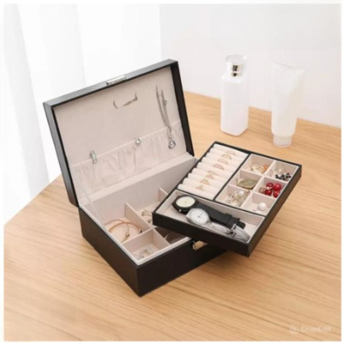 GENERICO - Joyero Organizador Collar Aretes 2 Pisos MDA290021 Rosado