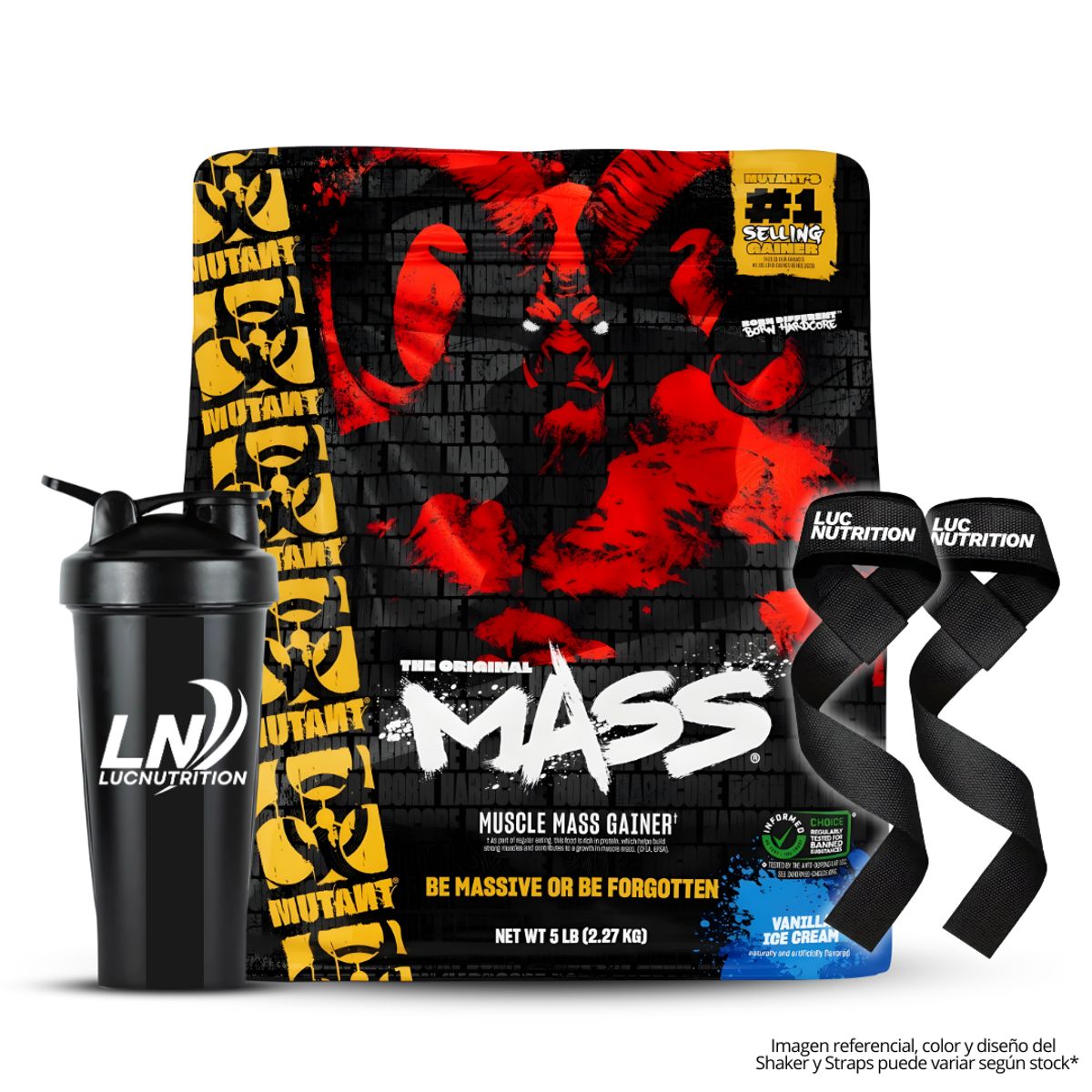 MUTANT - Ganador de Peso Mutant Mass 5 LB - Vainilla Ice Cream + Shaker + Straps