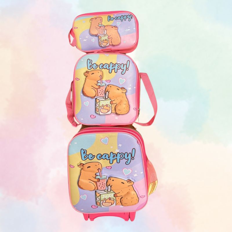 GENERICO - MOCHILA CAPIBARA TRES PIEZAS