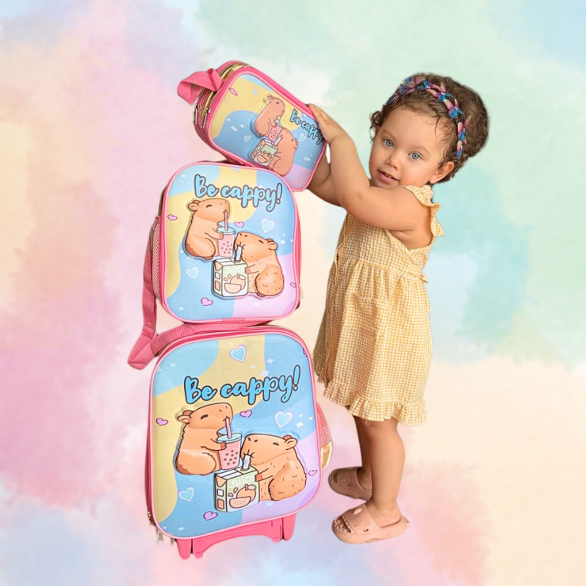 GENERICO - MOCHILA CAPIBARA TRES PIEZAS