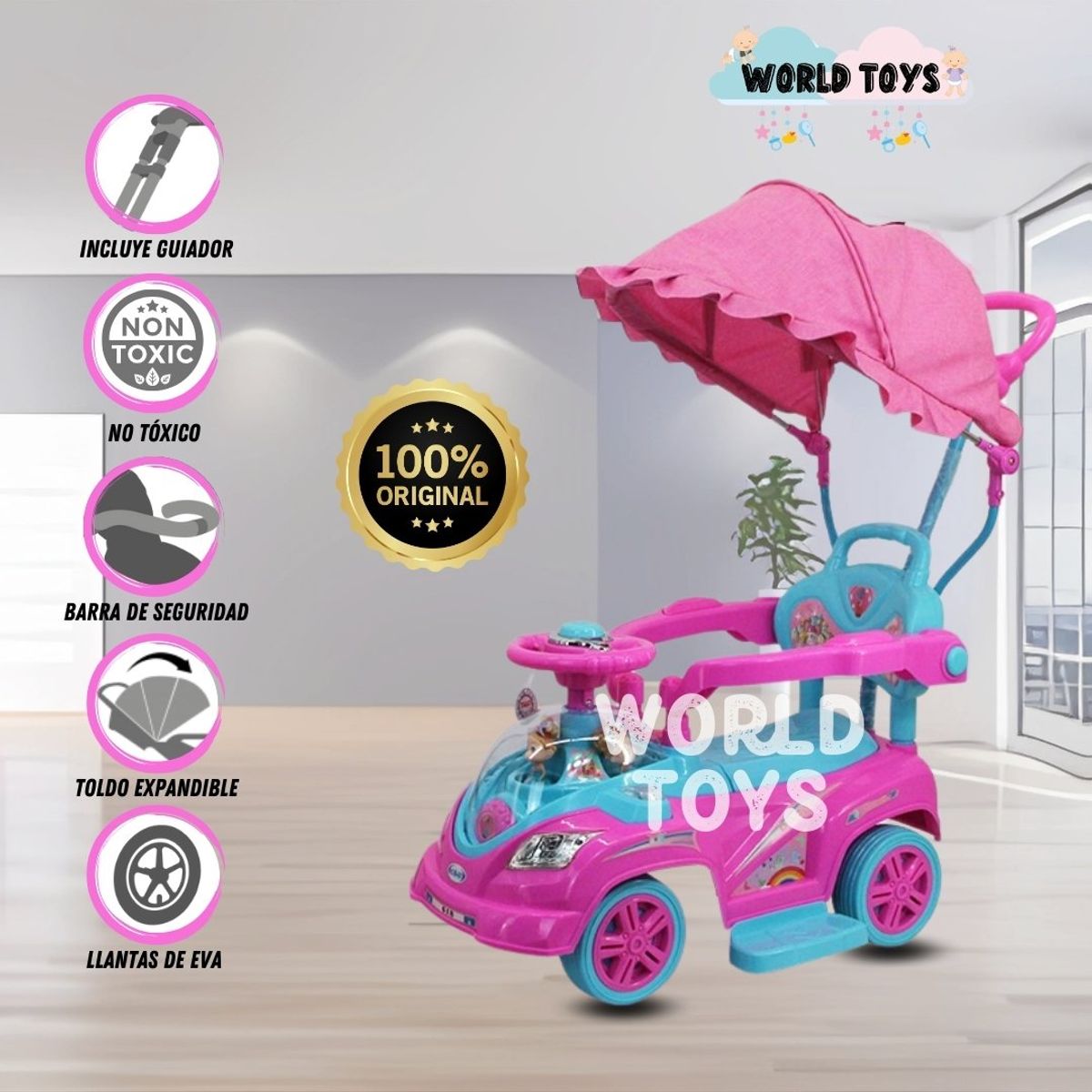 BABY - Correpasillo Guiador a Batería «TOKUMBO II» Pink