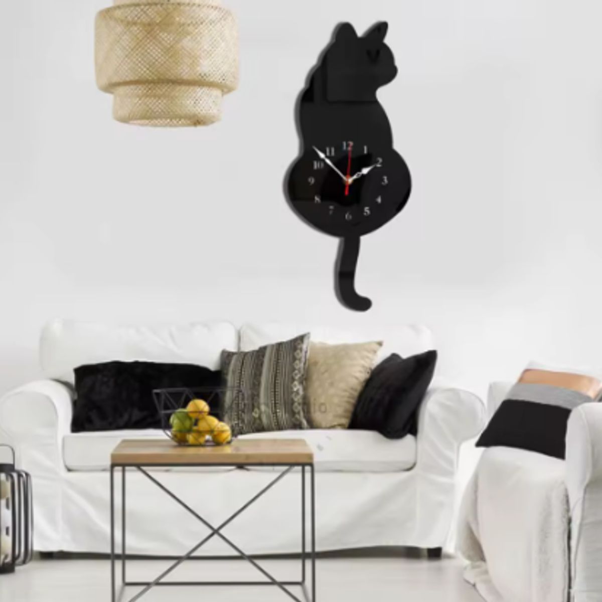 GENERICO - roloj de pared con forma de gato