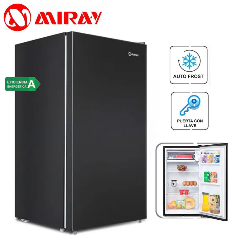 MIRAY - Frigobar-Refrigeradora Miray Con llave 93 LT Negro RM-93M