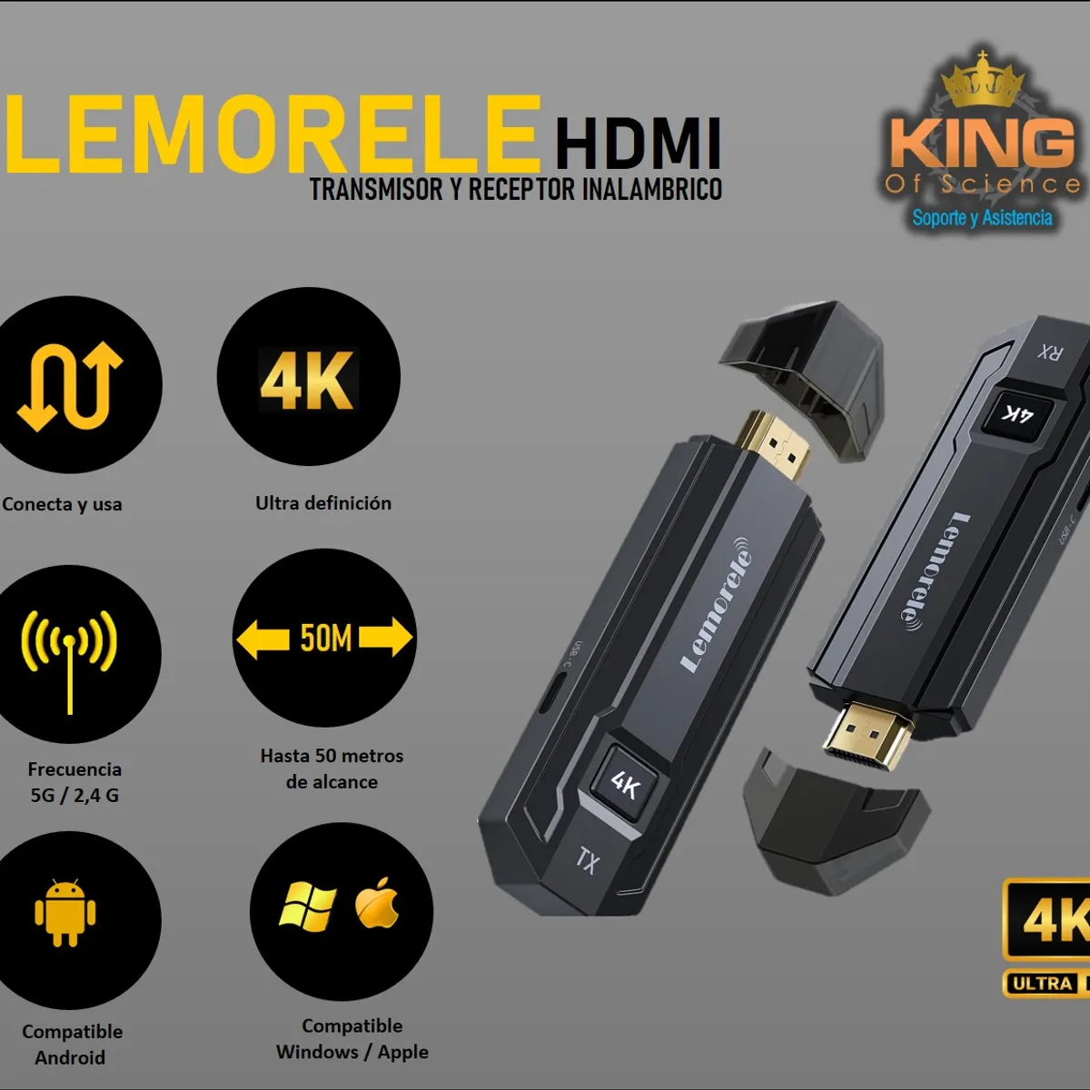 GENERICO - TRANSMISOR Y RECEPTOR INALAMBRICO HDMI 4K