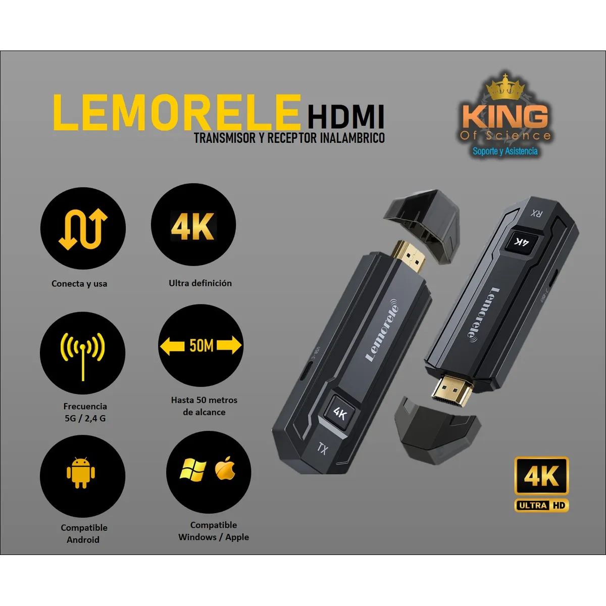 GENERICO - TRANSMISOR Y RECEPTOR INALAMBRICO HDMI 4K