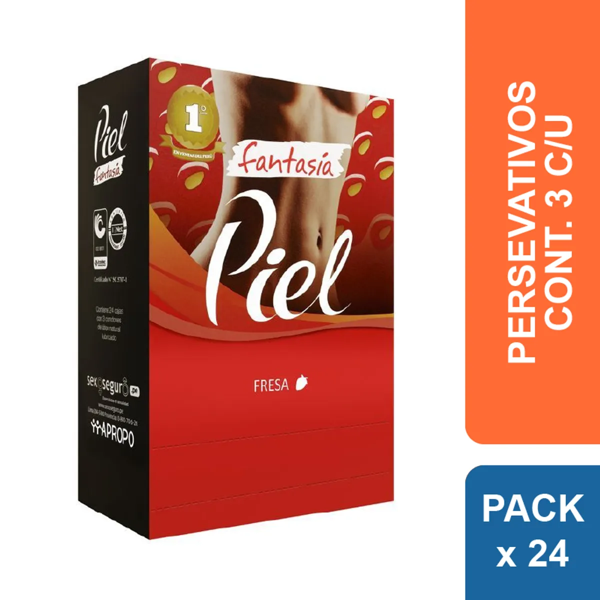 PIEL - Preservativos Piel Fantasía Fresa x 24 und.