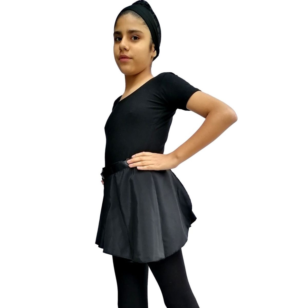 NACIONAL - Ballet Conjunto Manga Corta Falda Envolvente - Negro