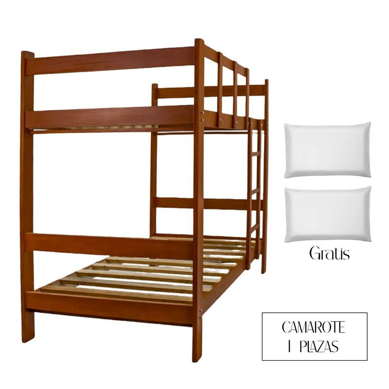 GENERICO - Camarote de Pino Laqueado Color Chocolate 1 Plaza