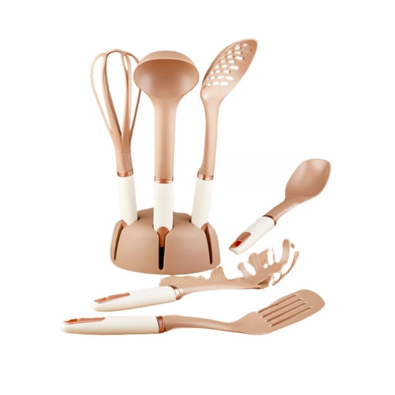 VIP AHMET - Set de utensilios de cocina con soporte cobre 6 piezas