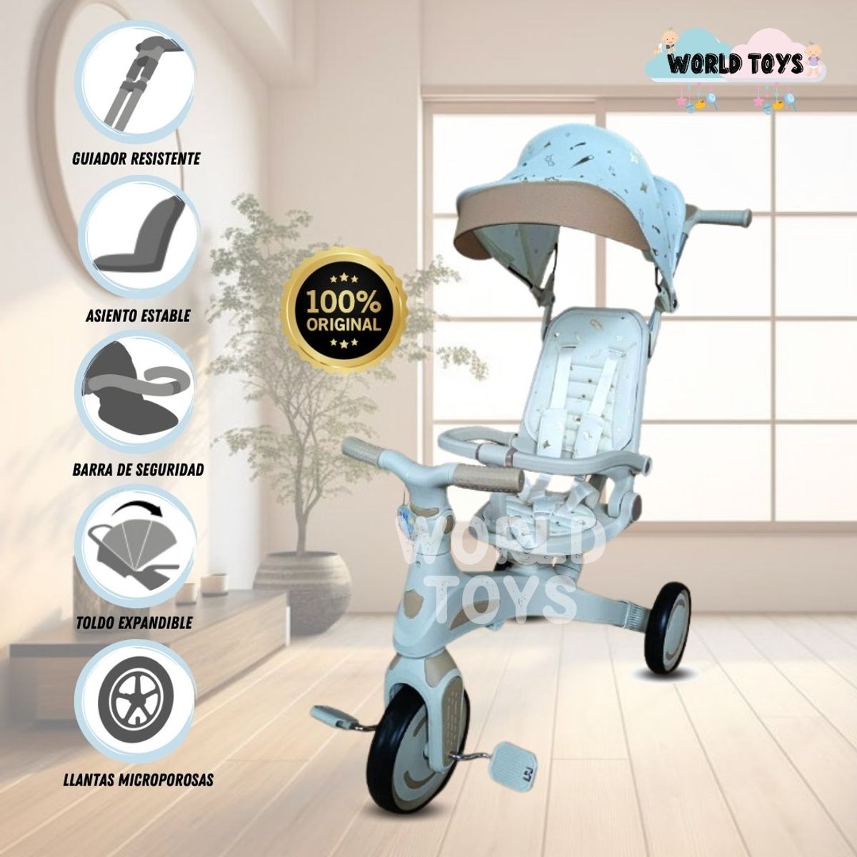 KIDS - Triciclo Guiador «SHIELDER» Beige