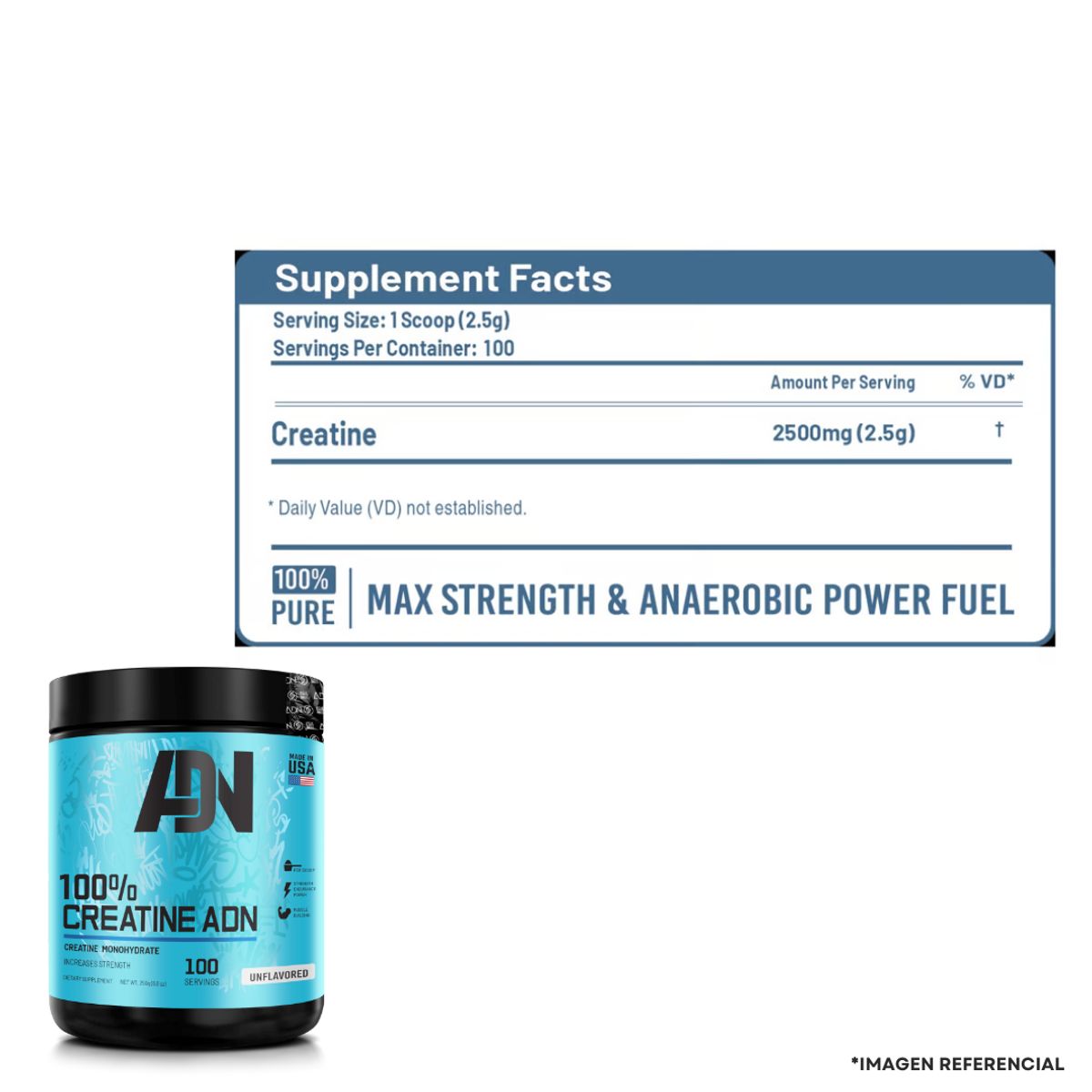 ADN - Creatina ADN 250 g - Creatina Monohidratada