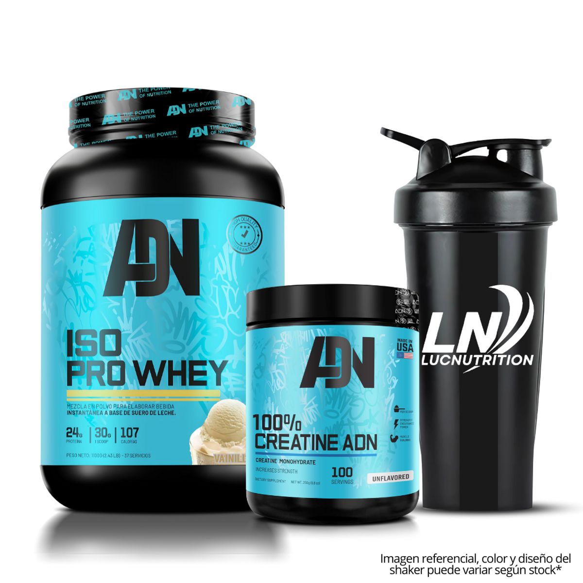 ADN - Iso Pro Whey 1.1 kg ADN Vainilla + Creatina ADN 250 g + Shaker