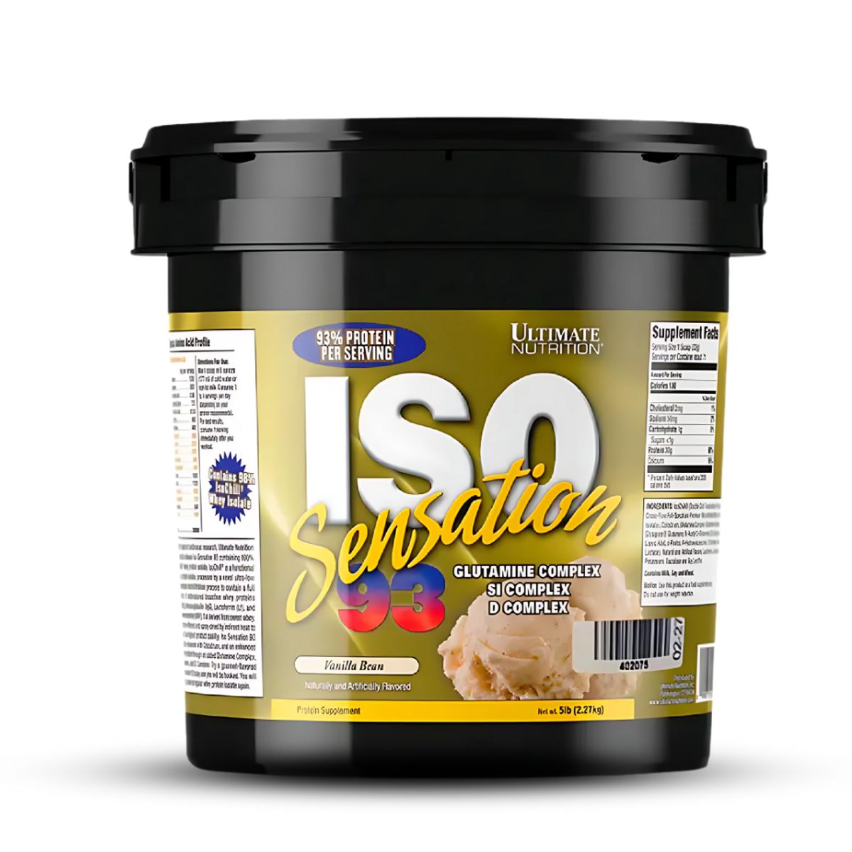 ULTIMATE NUTRITION - Iso Sensation 93 5 LB Proteina Isolatada - Vainilla Bean + Straps