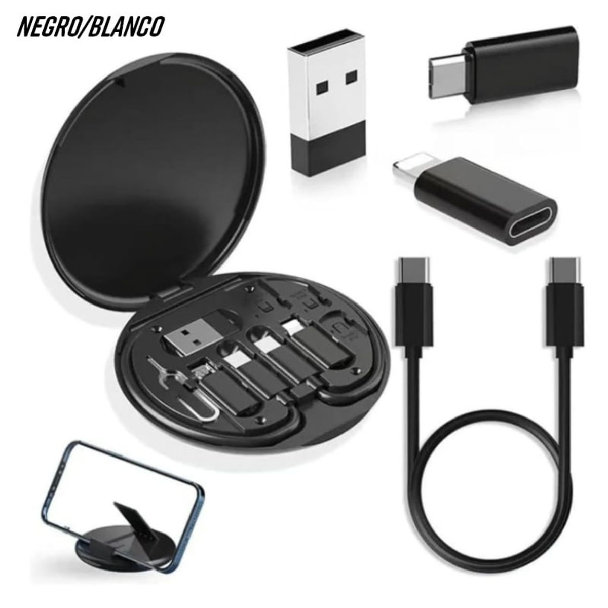 GENERICO - Cables de Data Multifunción Set Completo USB Tipo C Lightning