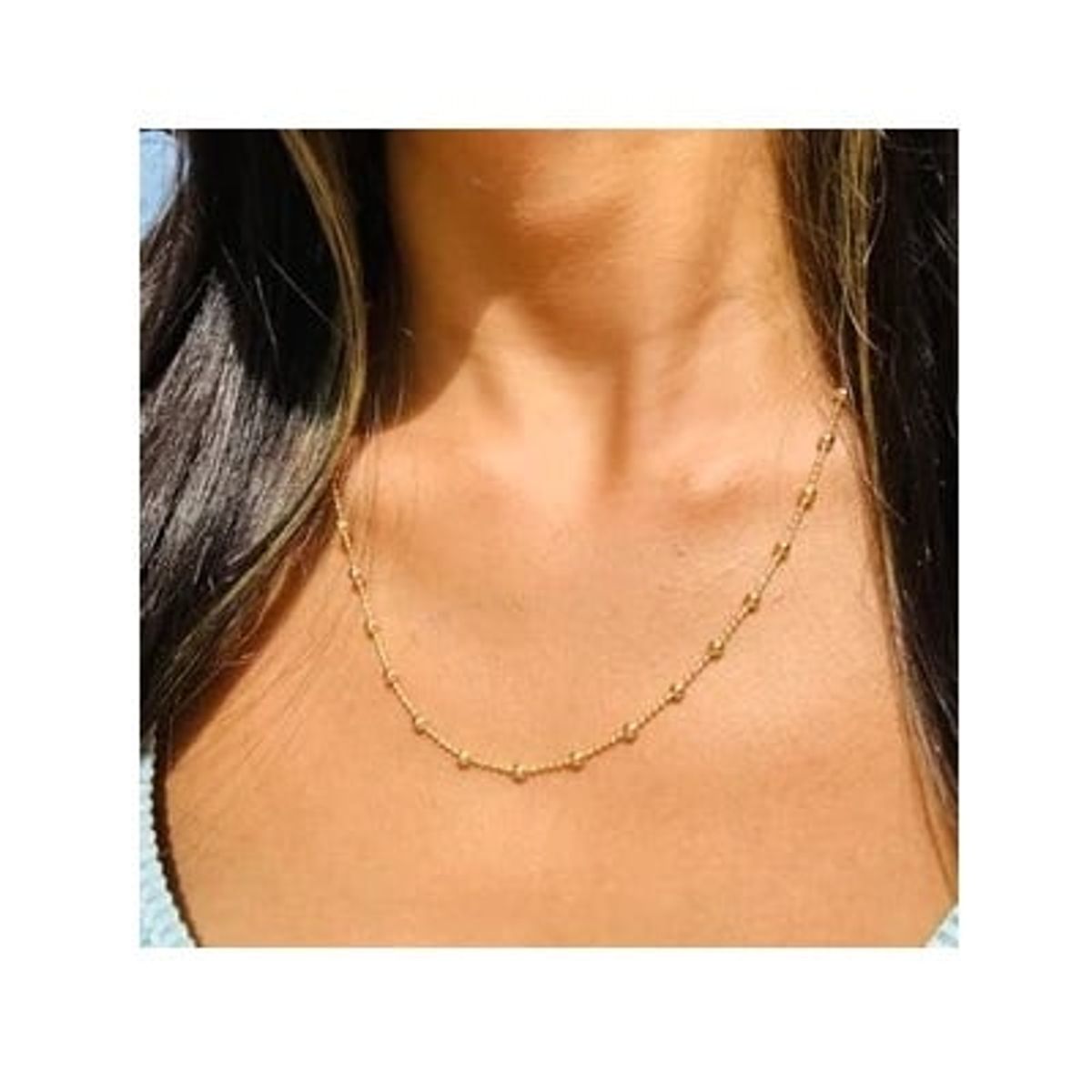 OEM - Collar Mujer Esferas Bolitas Fino Acero Inoxidable 316L