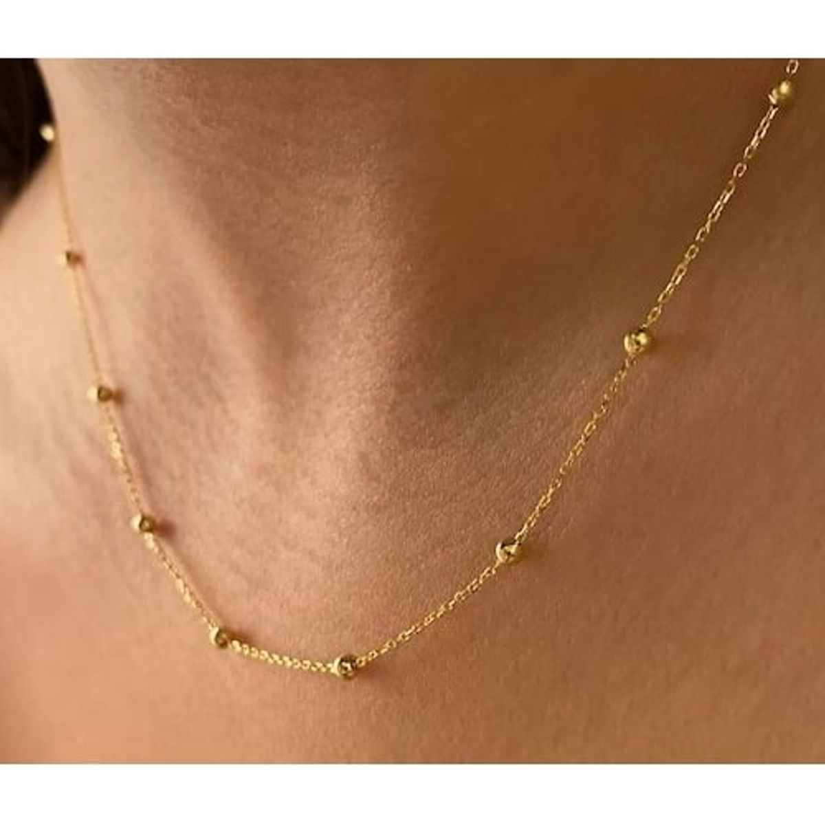 OEM - Collar Mujer Esferas Bolitas Fino Acero Inoxidable 316L