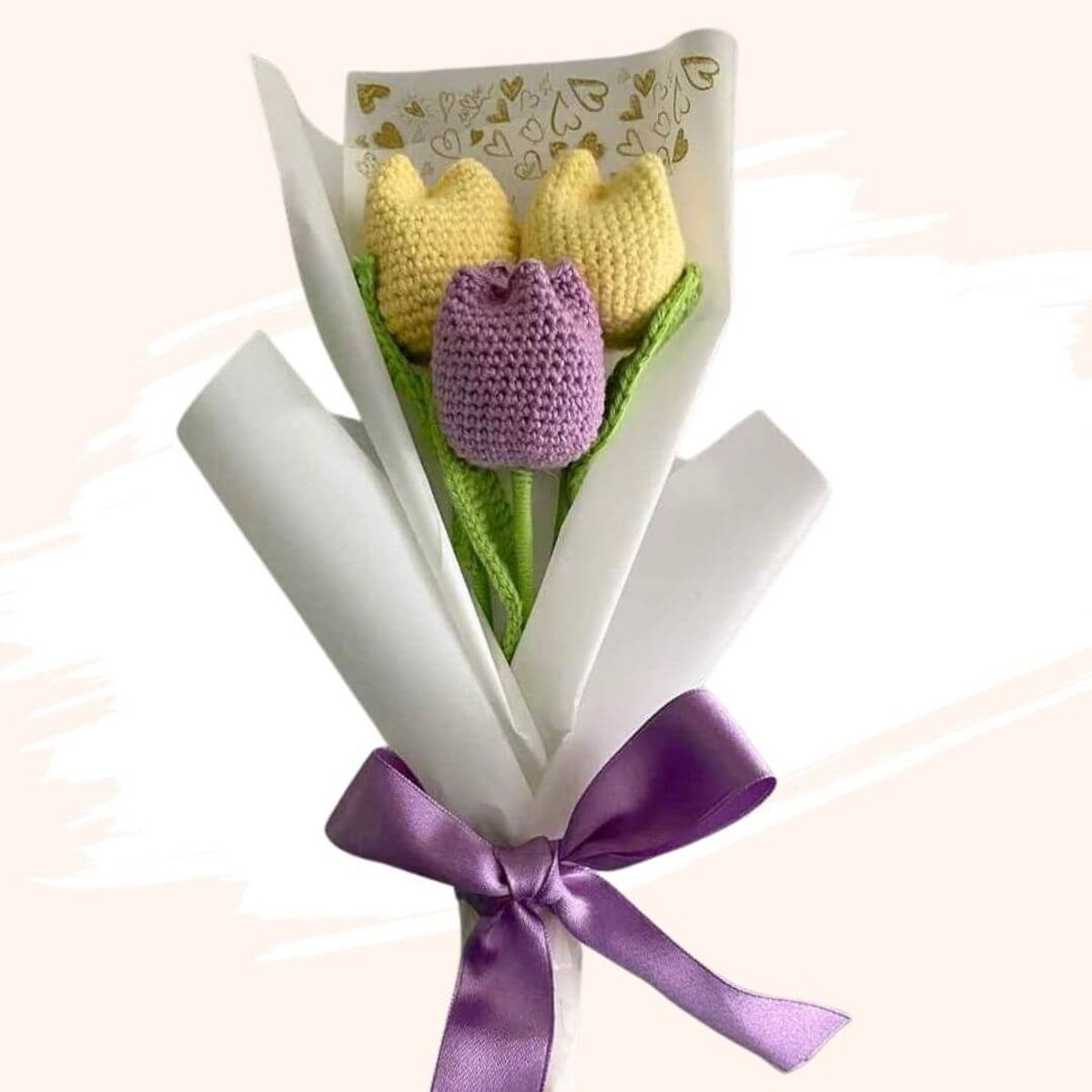 GENERICO - Ramo 03 Tulipanes Eternos Tejidos a Crochet Flores