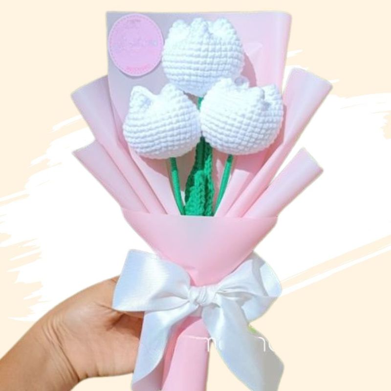 GENERICO - Ramo 03 Tulipanes Eternos Tejidos a Crochet Flores