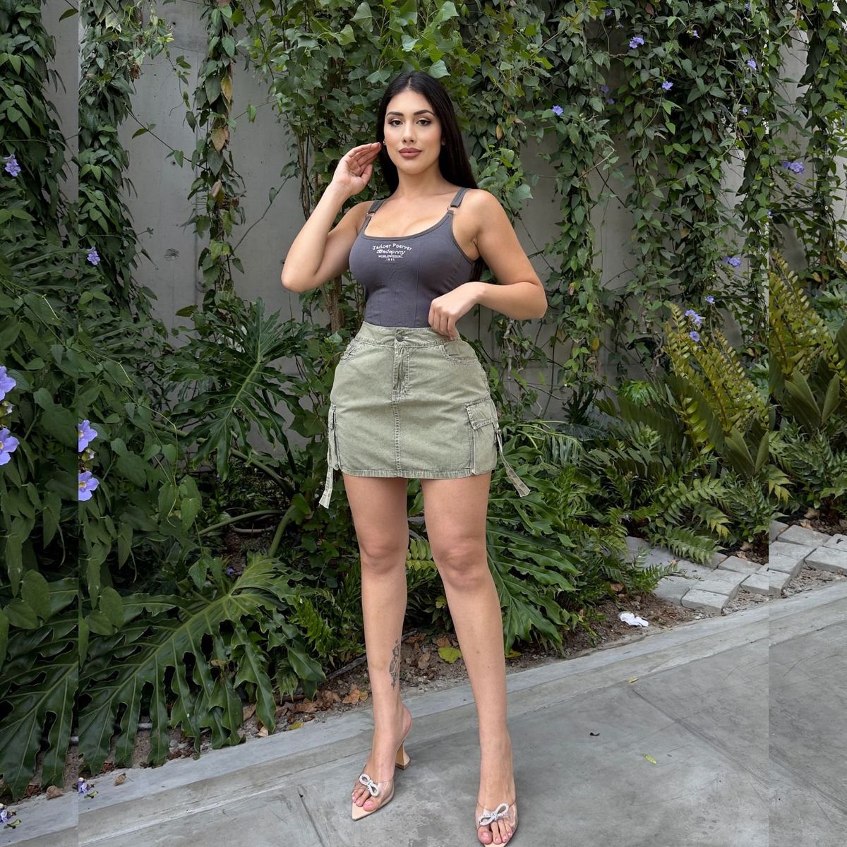 BENCUS JEANS - Falda Short en colores Verde Camell y Blanco de Mujer