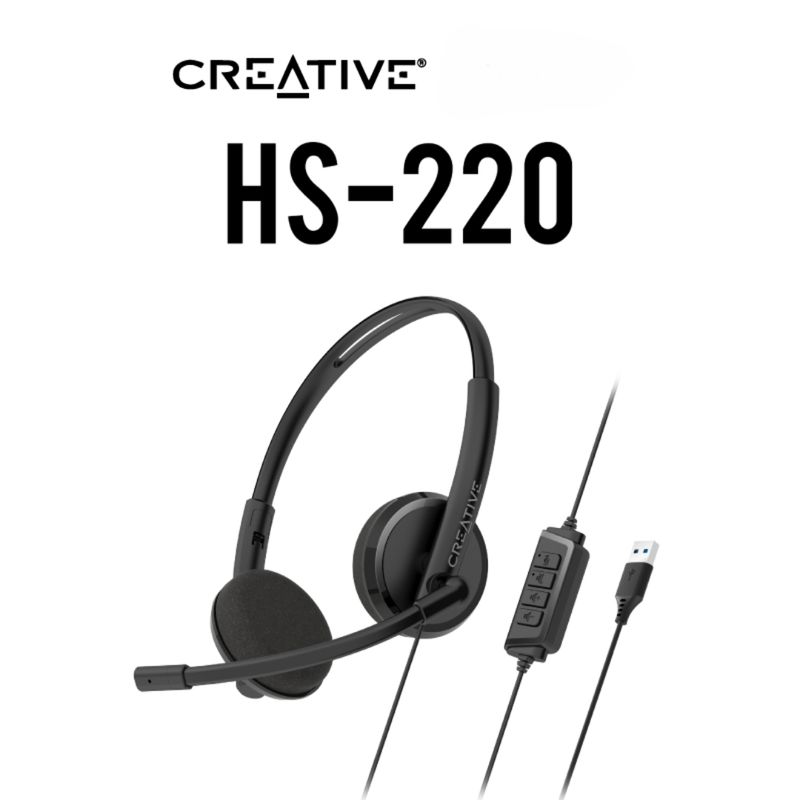 CREATIVE - Audífonos Creative HS-220 USB-A 30mm Cancelación de Ruido Ligero