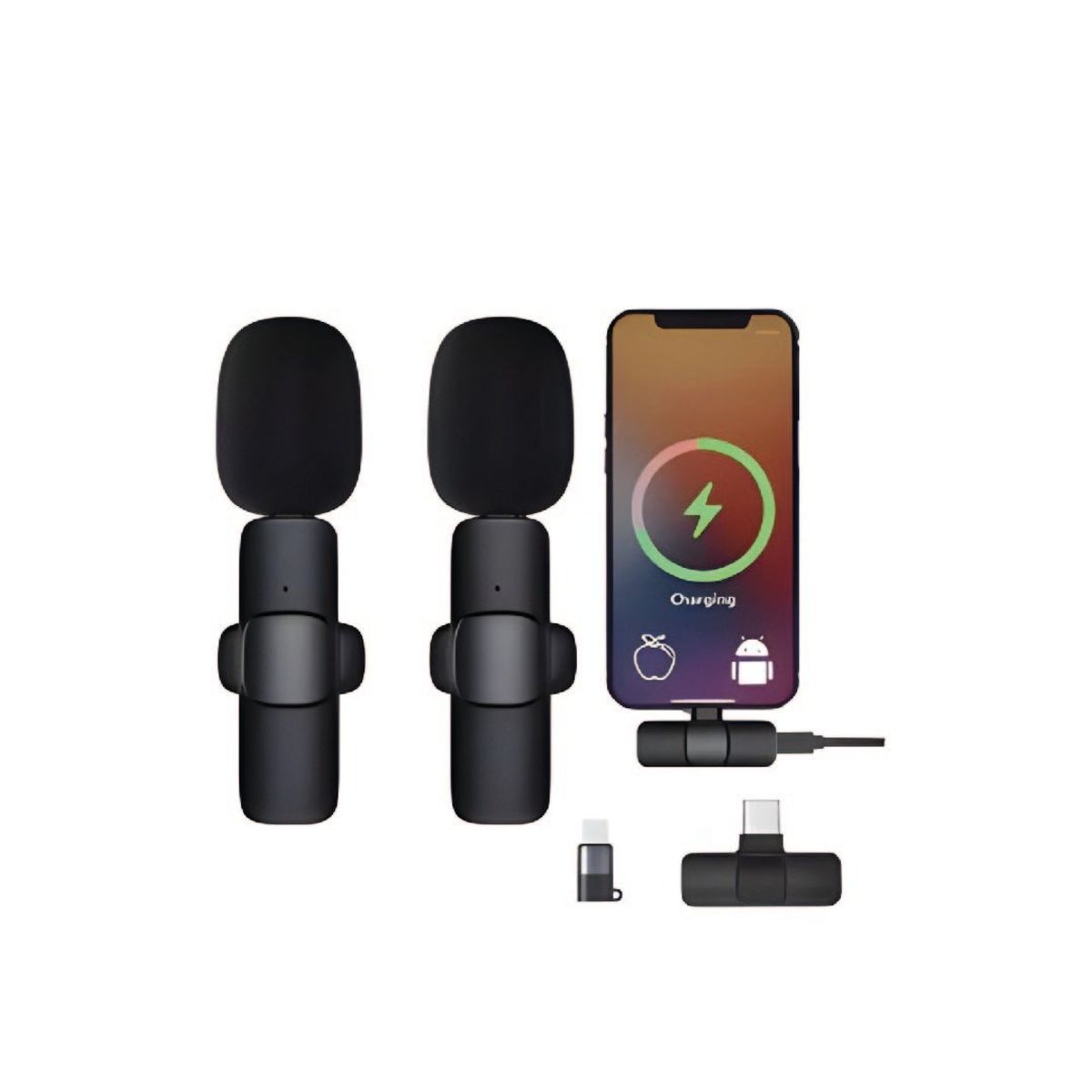 GENERICO - Microfono Solapero Inalambrico Tipo C + Iphone K9 - K9-BK