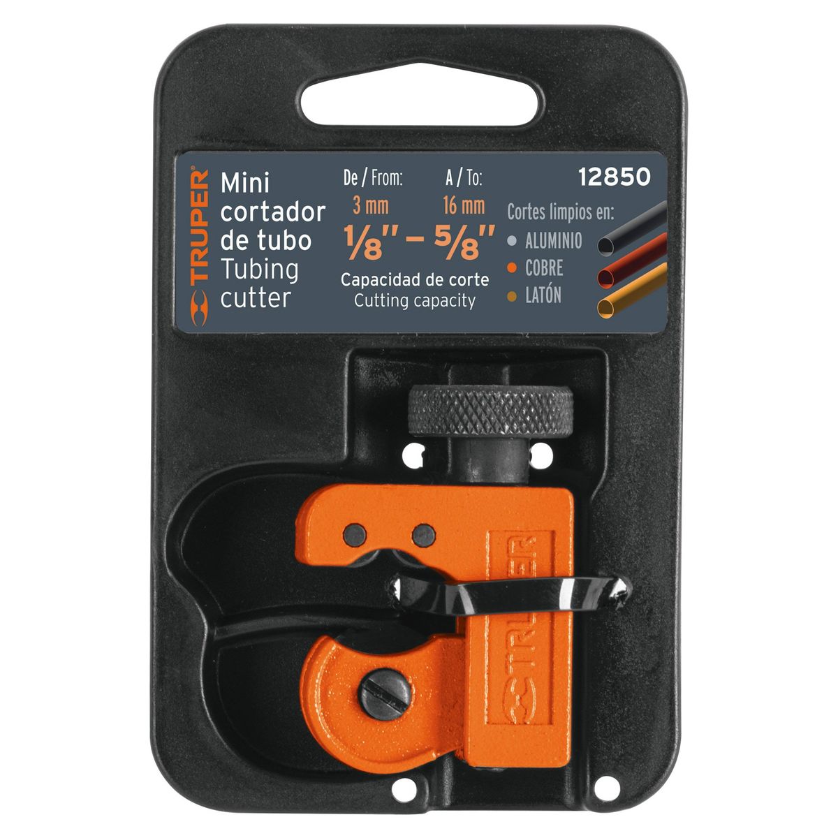 TRUPER - Mini cortador de tubo de cobre 1/8" a 5/8" cuchilla 18 mm, Truper
