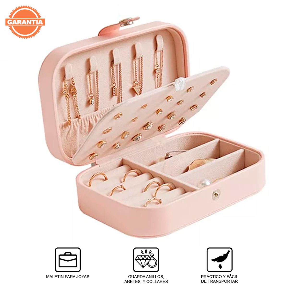 GENERICO - Maletín Estuche Organizador Joyero de Viaje Rosado