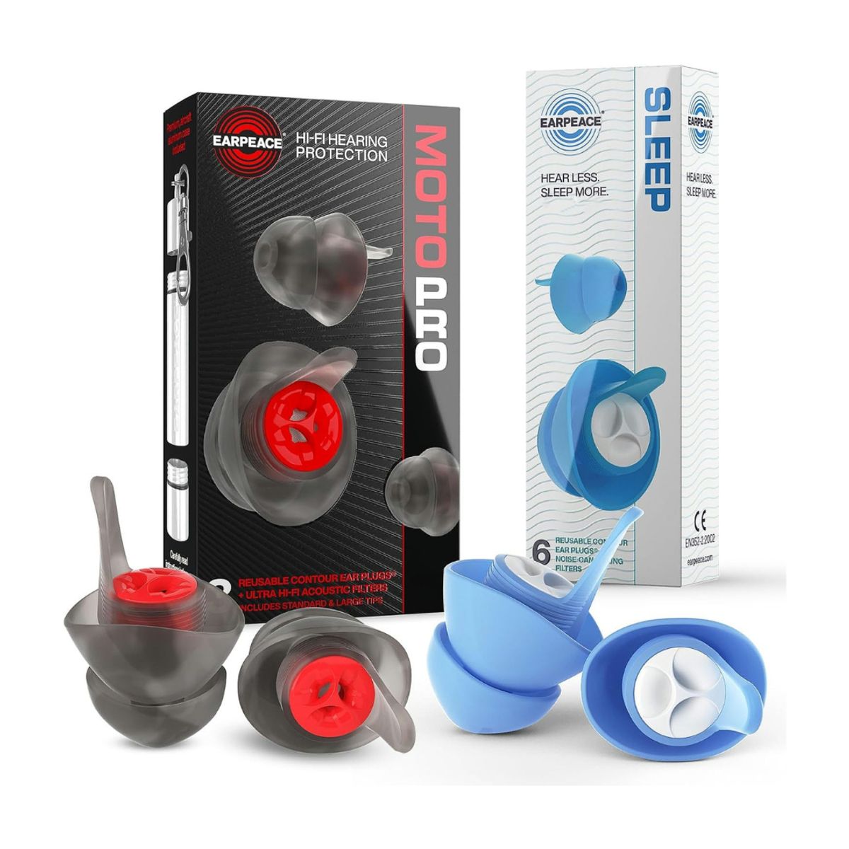 EAR PEACE - Tapones de Oìdo Pack para Dìa y Noche Motociclismo Conciertos y Descanso 24dB  30dB MOTO PRO + SLEEP