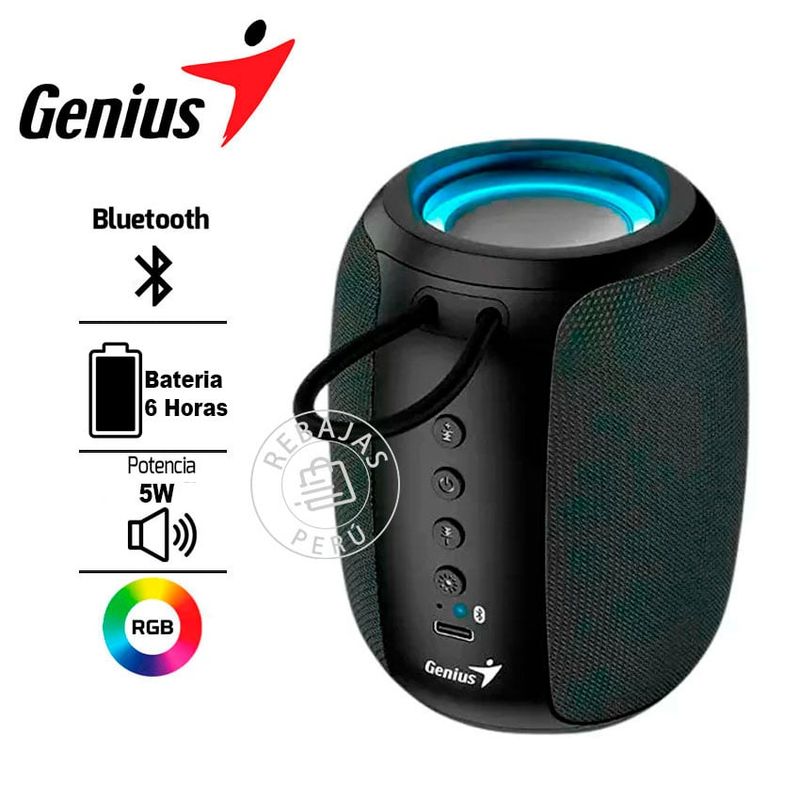 GENIUS GX - Genius SP-915BT  Parlante Bluetooth 5W con Micrófono AI  Negro / Gris