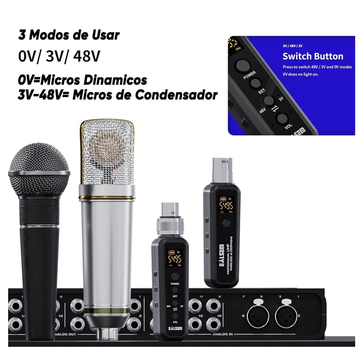 EALSEN - Adaptador de Microfonos a Inalambrico ES-386G