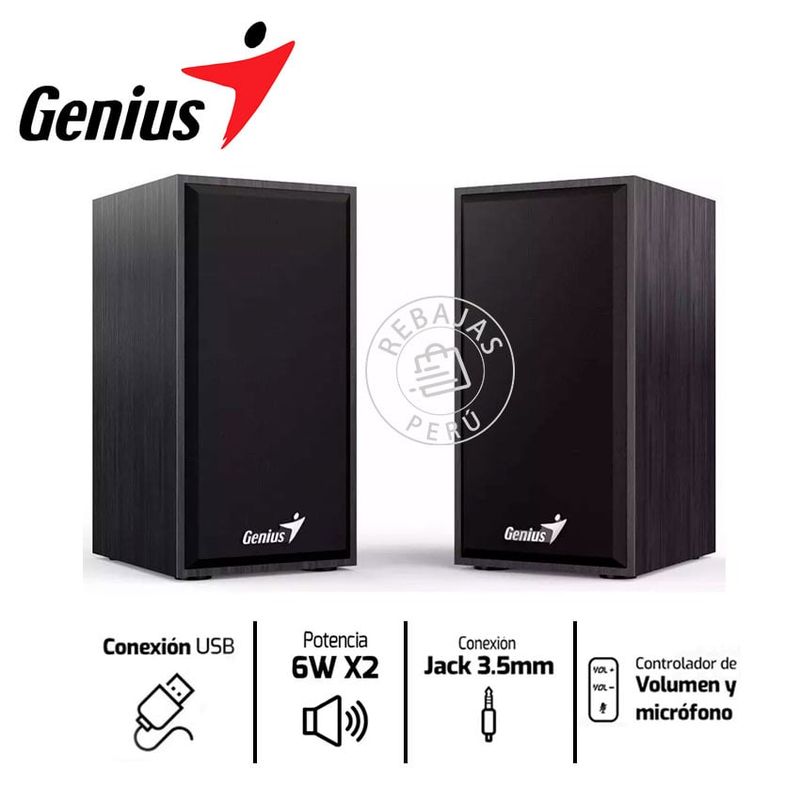 GENIUS GX - Genius SP-HF180  Parlante Estéreo de 6W con Alimentación USB Negro
