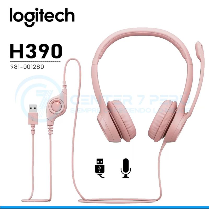 LOGITECH - AUDIFONO CMICROF LOGITECH H390 USB NOISE CANCELLING ROSE