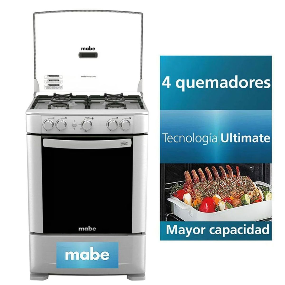 MABE - Cocina a Gas Mabe de 4 Hornillas CMP6035FX0 - Croma