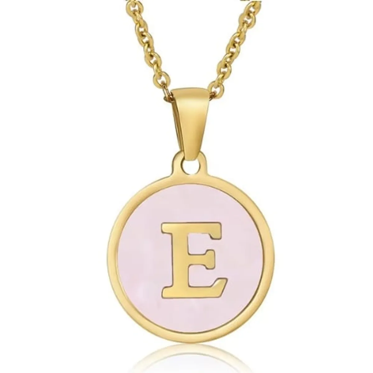 GENERICO - Collar Inicial Nácar con corazón letra E