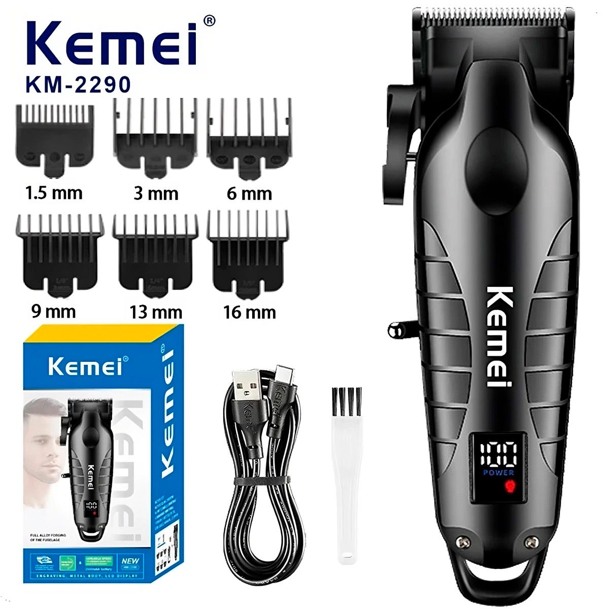KEMEI - Cortadora de Pelo KEMEI KM-2290 Afeitadora Eléctrica para Peluqueros