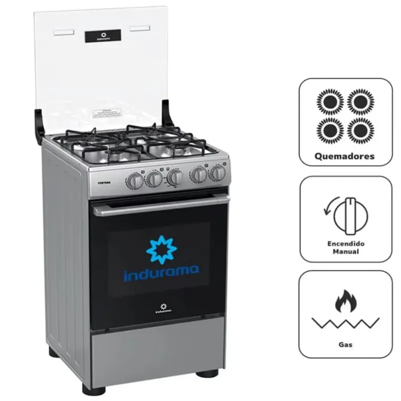 INDURAMA - Cocina a Gas Indurama FONTANA 20" 4 Hornillas Gris