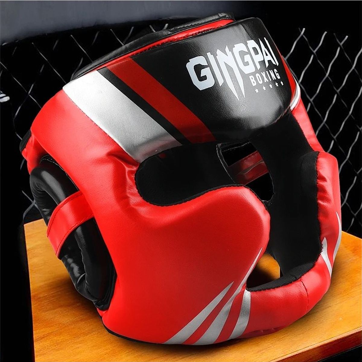 OEM - Casco Protector GINGPAI K03 Boxeo Muay Thai MMA Rojo