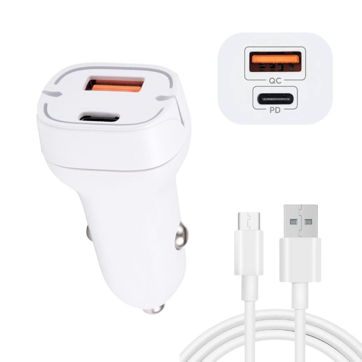 HOGARMAS - Cargador de Auto de Carga Rápida Dual USB-A y Tipo C