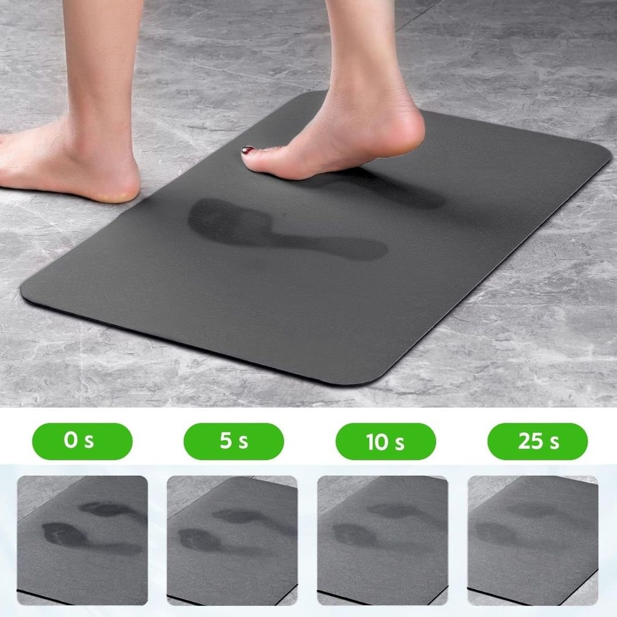 HOGARMAS - Alfombra de Baño Súper Absorbente Gris