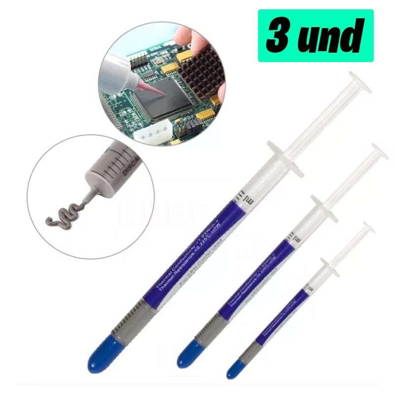 GENERICO - Kit 3 Pasta Térmica Gris Refrigerante p Procesadores 1gr HY510