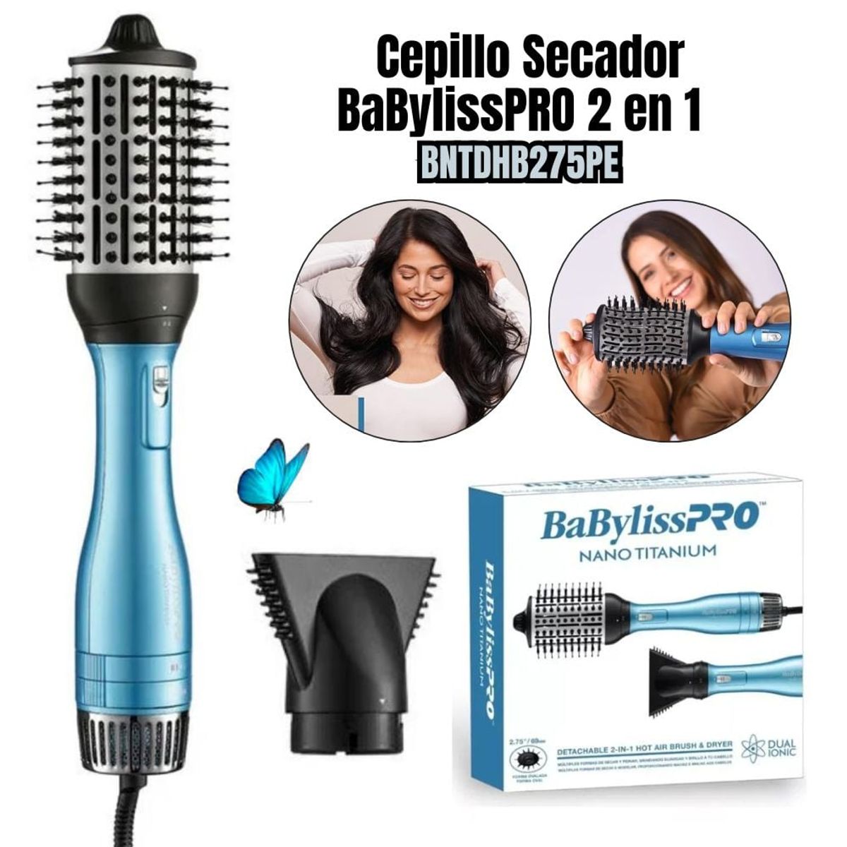 BABYLISS PRO - Cepillo Secador de Aire Caliente BaBylissPRO 2 en 1 – BNTDHB275PE