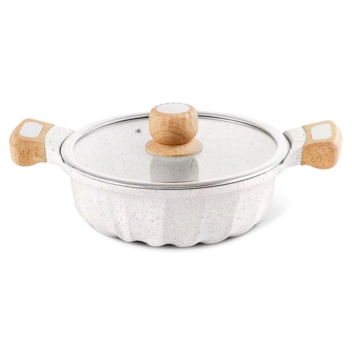 KITCHENHOFF - Juego de Ollas Crema de Roca Volcánica 8 Piezas