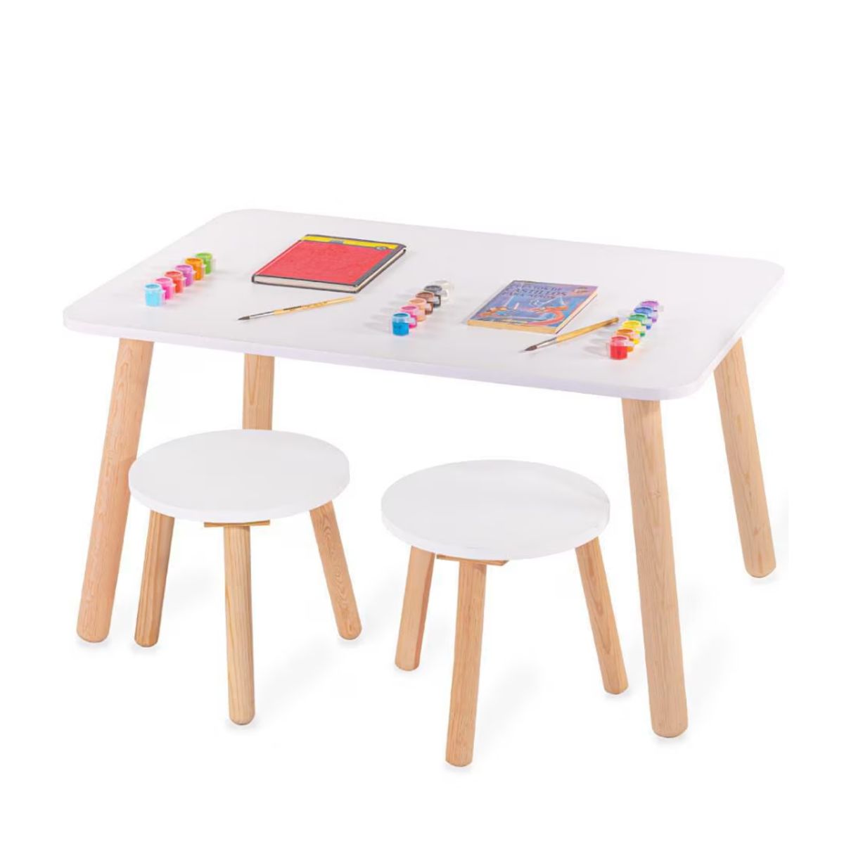 GENERICO - Juego de Mesa y Silla Infantil Anitha Blanco Muebles Gaudi