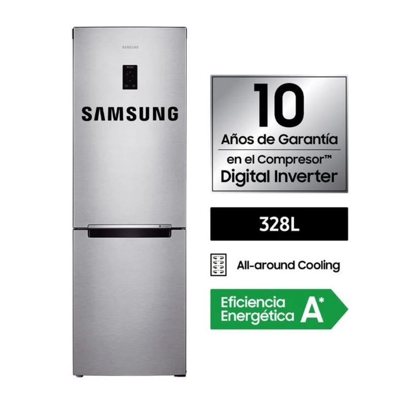SAMSUNG - REFRIGERADORA SAMSUNG ALL AROUND COOLING PLATEADA 328LT RB33J3230SAPE