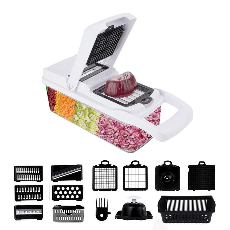 HOGARMAS - Picador Multifuncional 14 en 1 de Frutas y Verduras Picatodo Cortador