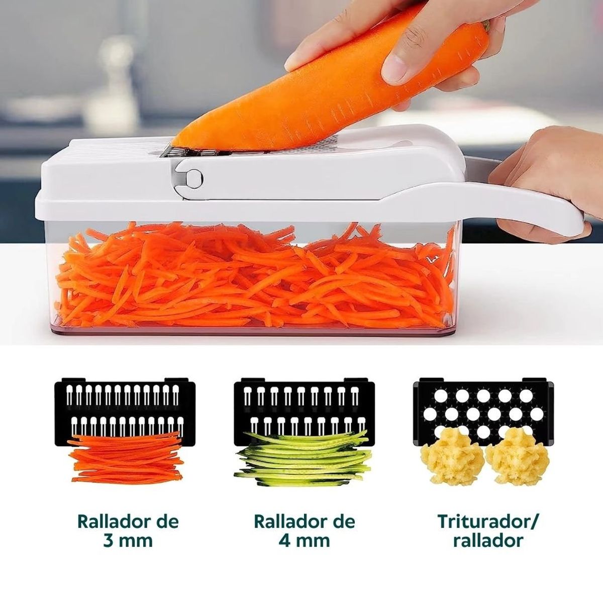 HOGARMAS - Picador Multifuncional 14 en 1 de Frutas y Verduras Picatodo Cortador