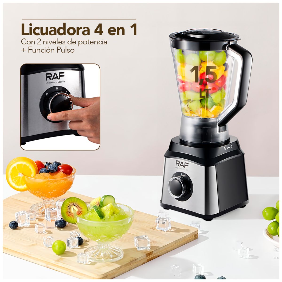 KELLER - Licuadora Multifuncional 4en1 600W 2 Velocidades 1,5 Litros R23