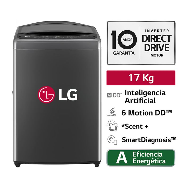 LG - LAVADORA LG 17 KG CARGA SUPERIOR AI DD INTELIGENCIA ARTIFICIAL WT17BV6T