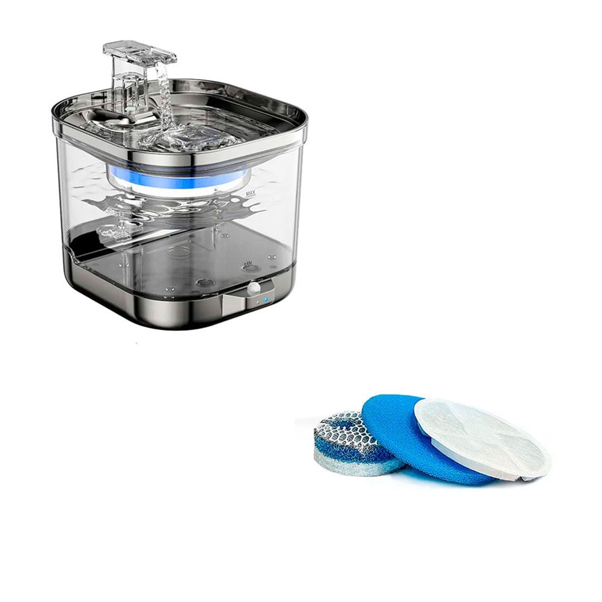 QUE PATAS PET SHOP - Fuente de Agua Inalámbrica + Caja de Filtros